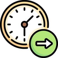 A clock and an arrow pointing to the right vector
