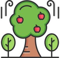 An apple tree with two apples on it vector