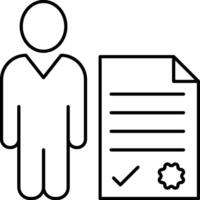 A person is standing next to a document and a check vector