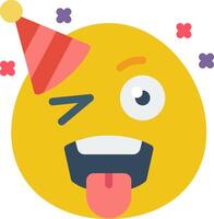 A yellow emoticion with a party hat on vector