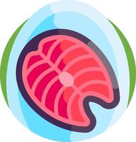 A red and pink fish in a circle with a green background vector