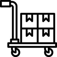 A black and white image of a cart with boxes vector