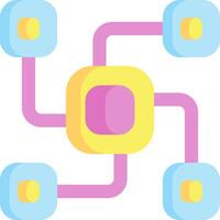 A colorful network icon with four squares vector