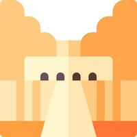 An orange and white icon of a building vector