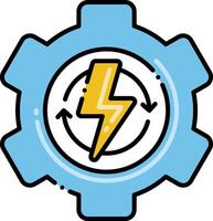 A gearwheel with a lightning bolt on it vector
