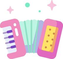 A pink accordion with a keyboard and a microphone vector
