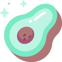 An avocado is shown in a flat style vector