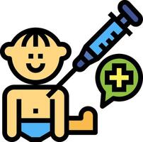 A cartoon boy with a syringe and a green plus sign vector