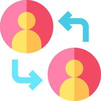 Two people are shown in a circle with arrows pointing to the left and right vector