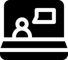 A black and white icon of a person sitting at a computer vector