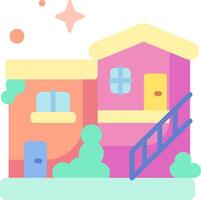 A cartoon house with stairs and a window vector