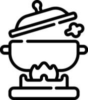 A black and white outline of a pot with a lid vector