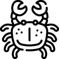 A black and white illustration of a crab vector