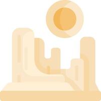 A desert landscape with a sun and mountains vector