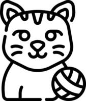 A black and white drawing of a cat with a ball vector