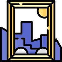 An illustration of a city in a frame vector
