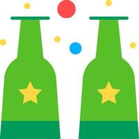 Two green beer bottles with stars on them vector
