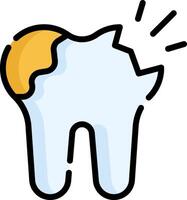 A tooth with a broken tooth and a yellow piece of fruit vector