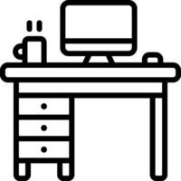 Computer desk icon vector
