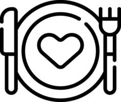 A black and white image of a plate with a fork and knife vector