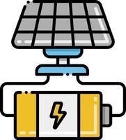 A solar panel and battery on top of a car vector
