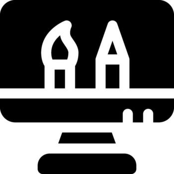 A computer monitor with two candles on it vector