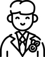 A black and white line drawing of a man in a suit vector