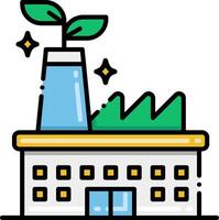 A factory building with a plant growing out of it vector