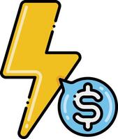 A lightning bolt with dollar sign and lightning bolt icon vector