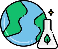 A globe with a flask and a green plant vector