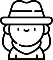 A black and white illustration of a woman wearing a hat vector