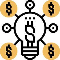 A light bulb with dollar signs around it vector
