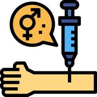 A syringe with a needle and a female symbol vector
