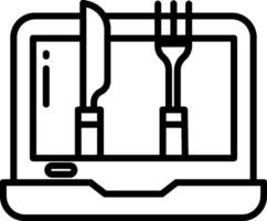 A laptop with a fork and knife on it vector