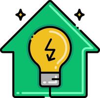 Light bulb icon with a house and a light bulb vector
