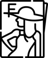 A woman in a hat is holding a sign that says f vector