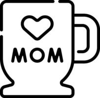 A black and white image of a mug with the word mom vector