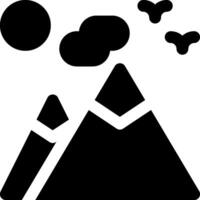 A mountain with clouds and a sun vector