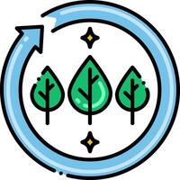 A circular icon with three trees in it vector