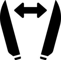 Two knives with arrows pointing to the left and right vector