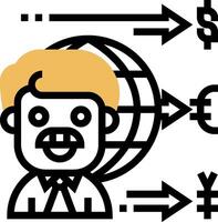 A man with a globe and arrows around him vector