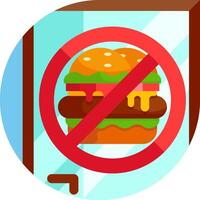 A hamburger is in a red circle with a no sign vector