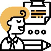 A man holding a pencil and a paper with a note vector