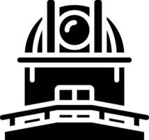A black and white image of a building with a telescope vector