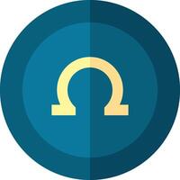 An icon of a yellow and blue circle with a yellow arrow vector