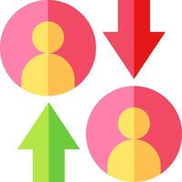 Four people are shown in different colors and arrows vector