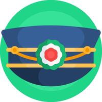 A flat icon of a hat on a green circle vector