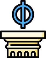 A blue and yellow phi symbol on top of a column vector