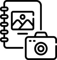 A camera and notebook icon vector