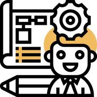 A man with a pencil and a computer vector